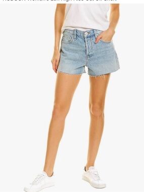 Hudson High-Rise Lori Shorts in Mirrors Wash; Raw Hem, Button Fly | Size 27